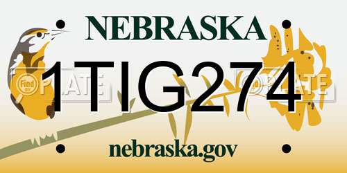 1TIG274 Nebraska License Plate