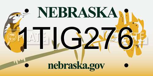 1TIG276 Nebraska License Plate