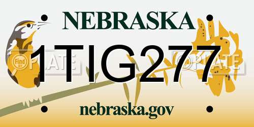 1TIG277 Nebraska License Plate