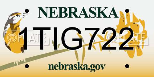 1TIG722 Nebraska License Plate