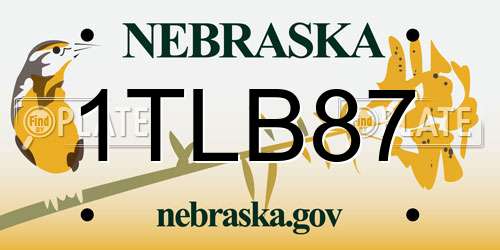 1TLB87 Nebraska License Plate