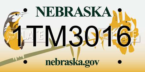 1TM3016 Nebraska License Plate