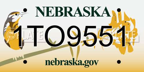 1TO9551 Nebraska License Plate
