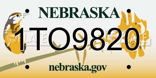 1TO9820 Nebraska License Plate