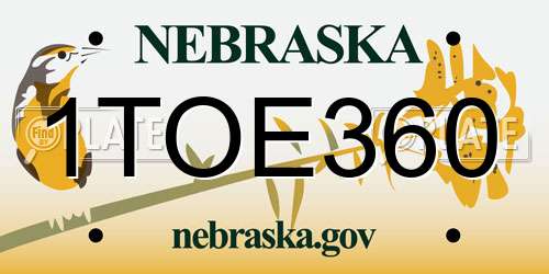 1TOE360 Nebraska License Plate