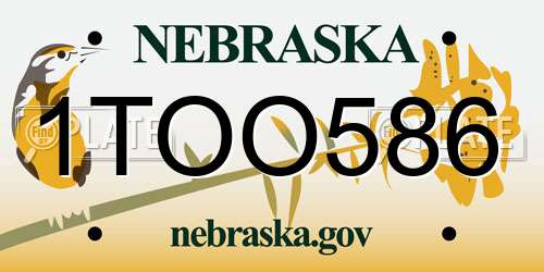 1TOO586 Nebraska License Plate