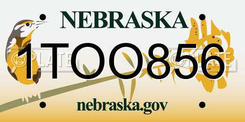 1TOO856 Nebraska License Plate