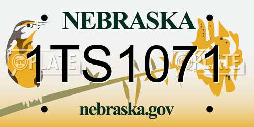 1TS1071 Nebraska License Plate