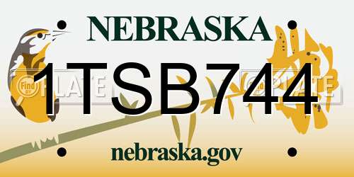 1TSB744 Nebraska License Plate