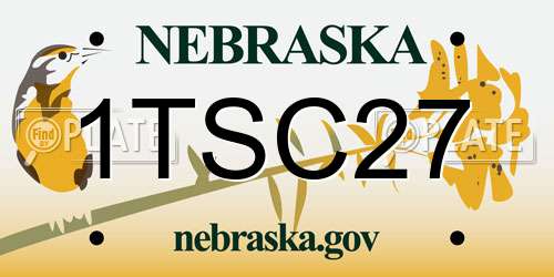 1TSC27 Nebraska License Plate
