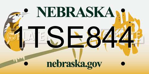 1TSE844 Nebraska License Plate