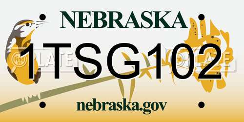 1TSG102 Nebraska License Plate