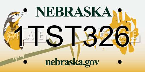 1TST326 Nebraska License Plate