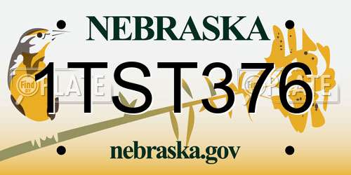 1TST376 Nebraska License Plate