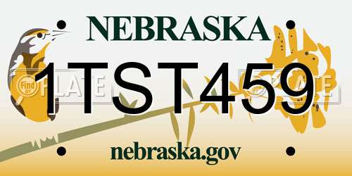 1TST459 Nebraska License Plate