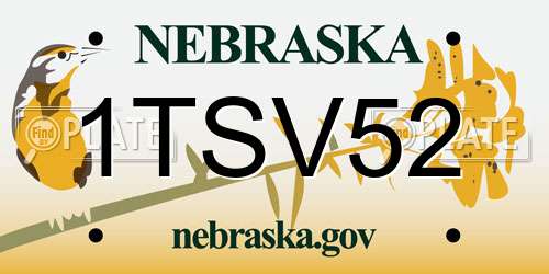 1TSV52 Nebraska License Plate