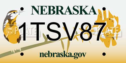 1TSV87 Nebraska License Plate