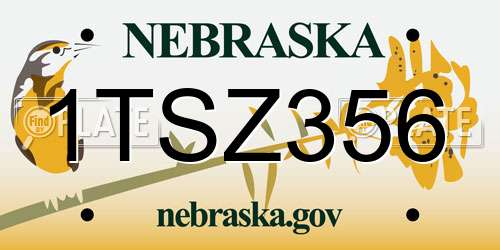 1TSZ356 Nebraska License Plate