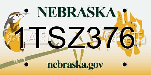 1TSZ376 Nebraska License Plate