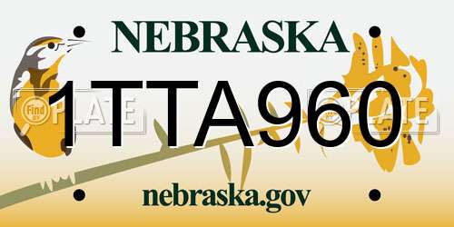 1TTA960 Nebraska License Plate
