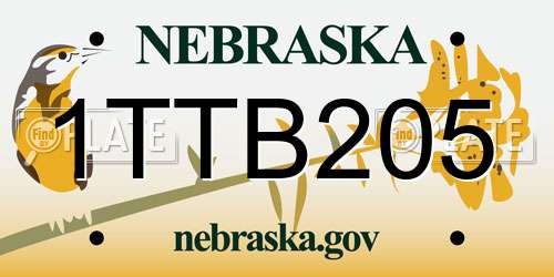 1TTB205 Nebraska License Plate
