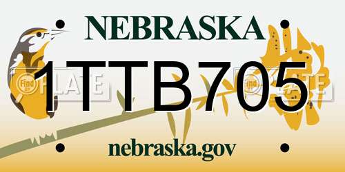 1TTB705 Nebraska License Plate
