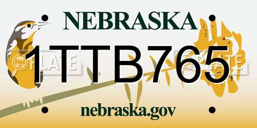 1TTB765 Nebraska License Plate