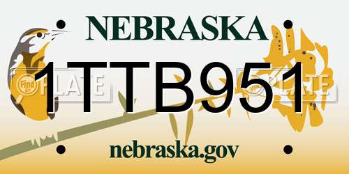 1TTB951 Nebraska License Plate