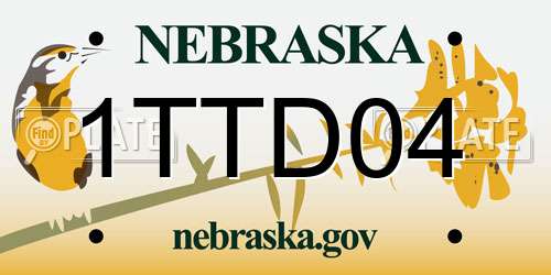 1TTD04 Nebraska License Plate