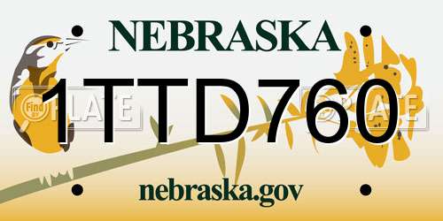 1TTD760 Nebraska License Plate
