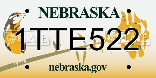 1TTE522 Nebraska License Plate