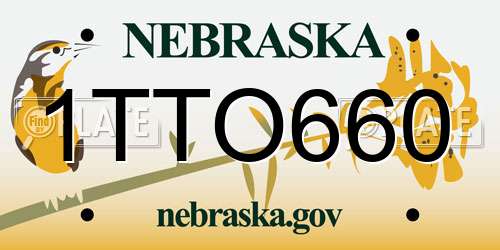 1TTO660 Nebraska License Plate