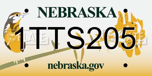 1TTS205 Nebraska License Plate