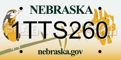 1TTS260 Nebraska License Plate