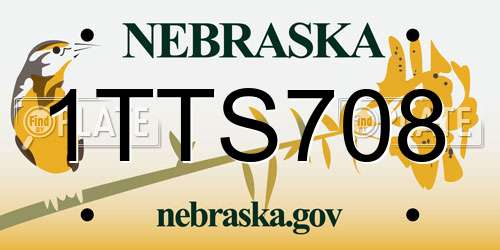 1TTS708 Nebraska License Plate