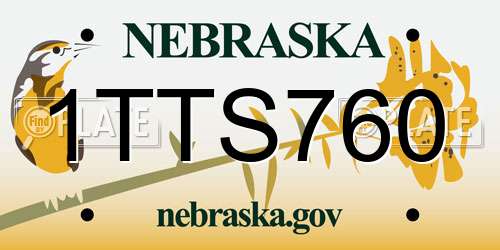 1TTS760 Nebraska License Plate