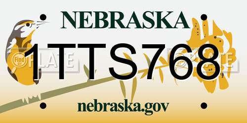 1TTS768 Nebraska License Plate