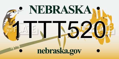 1TTT520 Nebraska License Plate