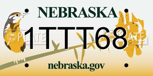 1TTT68 Nebraska License Plate