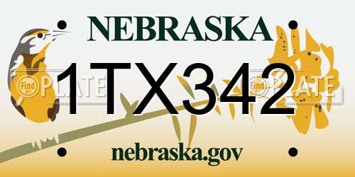 1TX342 Nebraska License Plate