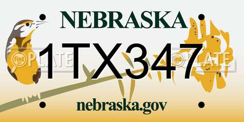 1TX347 Nebraska License Plate