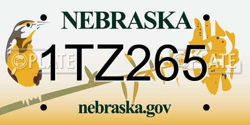 1TZ265 Nebraska License Plate