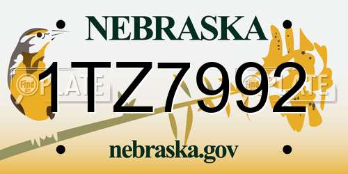 1TZ7992 Nebraska License Plate
