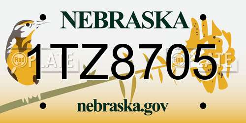 1TZ8705 Nebraska License Plate