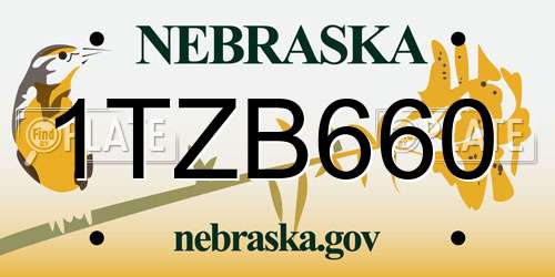 1TZB660 Nebraska License Plate