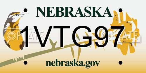1VTG97 Nebraska License Plate