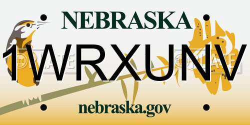 1WRXUNV Nebraska License Plate