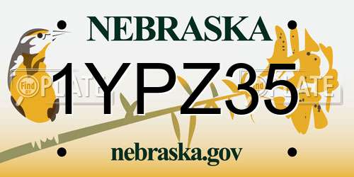 1YPZ35 Nebraska License Plate