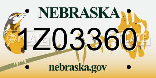 1Z03360 Nebraska License Plate