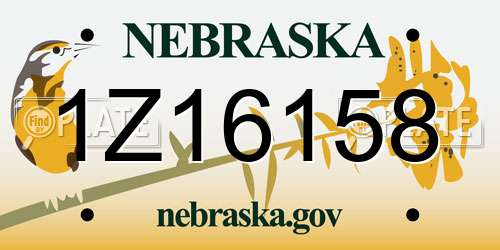 1Z16158 Nebraska License Plate